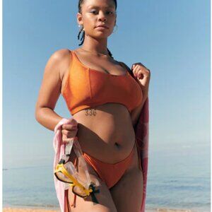 RAQ Apparel Underwire Crop Bikini Top - Rust in US 34 F/G